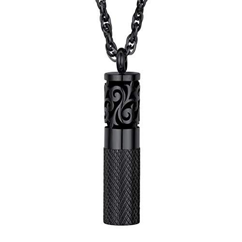 Perfume Locket Round Bottle Pendant Necklace Diffuser Essential Oil Aromatherapy Men Women Jewelry Black Necklace