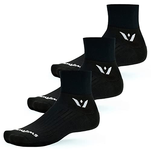 Swiftwick- ASPIRE TWO (3 Pairs) Running & Cycling Socks, Firm Compression Fit (Black, X-Large)