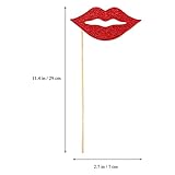 Red Lips Photo Booth Props: 40pcs Wedding Shower Selfie Photo Prop Photography Decorations with Wood Sticks for Wedding Birthday Anniversary Valentines Day