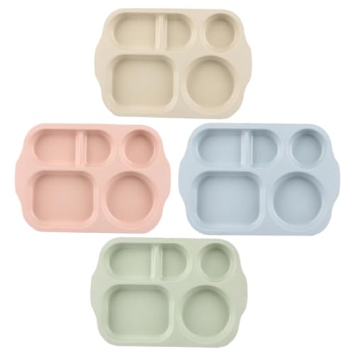 PHENOFICE 4pcs Divided Serving Plates for Adults Unbreakable Dinnerware with Compartments Safe for Food Easy to Clean Encourages Independent Eating Habits