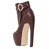 Fashion Brown Shoe 18CM High-Heeled Pointed-Toe Platform Ankle Boots High Boots High Heels for Work Office, Vacation, Party,Brown,8