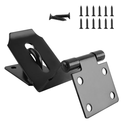 HOWDIA 4 Inch Door Hasp Latch 90 Degree, Stainless Steel Safety Right Angle Padlock Hasp Locking Latch Security Door Clasp Hasp Lock Latch for Push/Sliding/Barn Door, 2mm Thick, Brushed Black