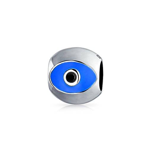 Bling Jewelry Spiritual Lucky Blue Silver Evil Eye Spacer Bead Charm .925 Sterling Silver Core Fits European Charm Bracelet For Women For Teen