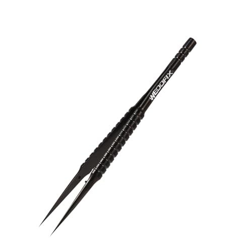 5.5'' Precision Titanium Alloy Tweezers Black Fine Pointed Tweezers Heat-resistance Non-magnetic Titanium Tweezers for Electronics Micro Soldering Work Jewelry Making