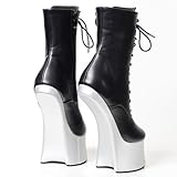 BNSHTZAC High Heels 18cm Horseshoe High Heeled Boots Thick Bottom Pole Dancing,Black-40