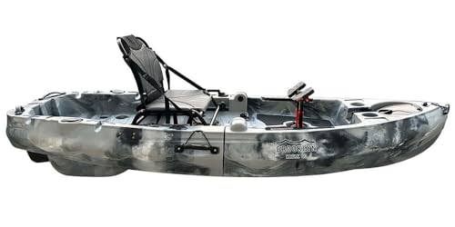 BKC FPK 8-Foot Single Foldable Kayak w/Pedal Drive, Paddle & Seat Included (Grey camo)