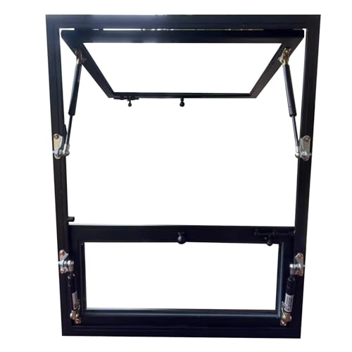 YJEUZCD Concession Stand Serving Window, Flush Mount Shed Window, Aluminum Food Truck Household Bathroom Playhouse Window, Pneumatic Opening 90°(110x100 cm/43.2x39.3 in)