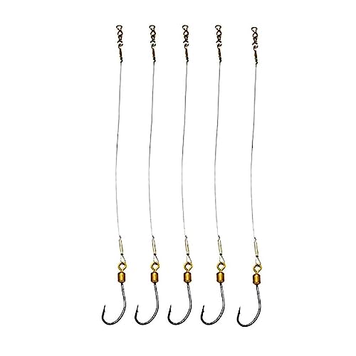 Fishing Hooks 5 Pcs Fishing Leader Wires Anti-Bite Stainless Steel Wire Leader Fishing Rigs Hooks Line Tackle Tool Fish Accessories Fishing Hook(20#)
