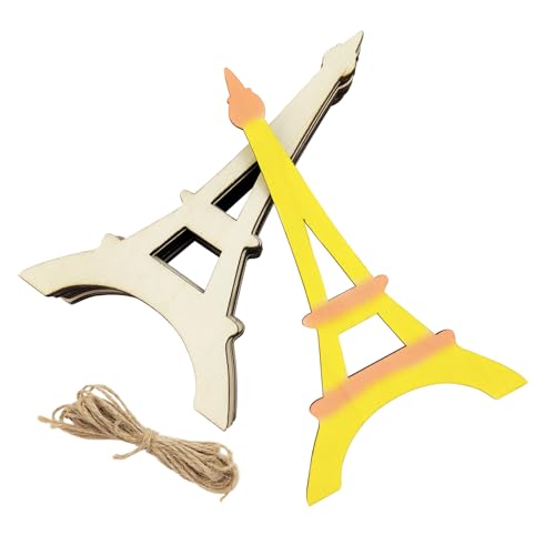 20 Pack 6 Inch Wood Eiffel Tower Cutouts Unfinished Wood Eiffel Tower Crafts Wooden Eiffel Tower Hanging Ornaments DIY Eiffel Tower Craft Gift Tags for Home Party Decoration
