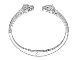 Lioness Head Cuff Bangle Bracelet in Sterling Silver with Cubic Zirconia (CZ) s