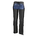 Milwaukee Leather Chaps for Women Black Naked Skin- Classic Black and Purple Wing Embroidery Motorcycle Chap ML1179 - Small