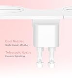 Ultra-Slim Bidet Attachment, Posterior&Feminine Wash-(Retractable Dual Nozzles), Non-Electric Bidet Attachment for Toilet Seat, Adjustable Fresh Cold Water Pressure, Stainless Steel Inlet (White)