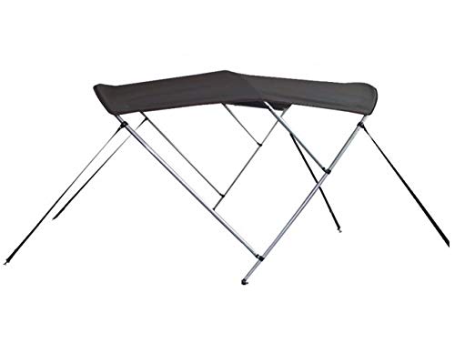 STOPBYUS 7.6 oz Charcoal Grey 3 Bow Round Tube Boat Bimini TOP Sunshade Compatible for Lowe Stinger 175 W/TM 2006-2016