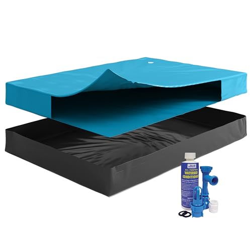 FREE-FLOW, California King Size, Waterbed Hardside Mattress Bundle, Includes Fill & Drain Kit, 8oz. Water Conditioner and Stand-Up Liner, Heavy Duty Vinyl, 72" W x 84" L x 9" H, Frame NOT Included