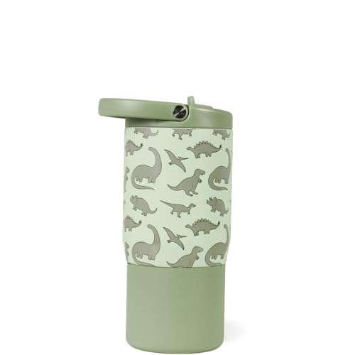HydroJug Kids 14 oz Sport Water Bottle – Stainless Steel, Insulated, 100% Leakproof, With Carry Handle, BPA-Free – Kid-Friendly Design – Durable & Dishwasher Safe, Dinosaur