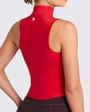 QUEENIEKE Women's Sleeveless Crop Shirt - Zip Up Workout Running Vest Tank Tops Athletic Gym Yoga Camis Jackets (Gright Red, Small)