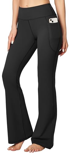 Heathyoga Women's Yoga Pants with Pockets for Women Bootcut Wide Leg Pants for Women High Waisted Workout Pants Black