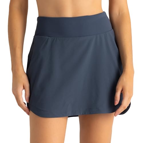 Free Fly Women's Lined Active Breeze Skort, 15" - Bamboo Viscose Liner, UPF 50+ Sun Protection, Stretch Skirts for Women - Blue Dusk II, Large