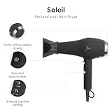 L'ANGE HAIR Soleil Professional Hair Dryer | 3 Heat Settings & 2 Airflow Settings | Cool Shot Locks-in Style | Professional Length Cord | Best Lightweight Hair for Smooth Blowouts (Black)