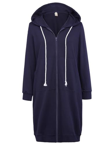 GRACE KARIN Hoodies Sweatshirt Dress Long Sweat Jacket Navy Blue Size M CL612-3