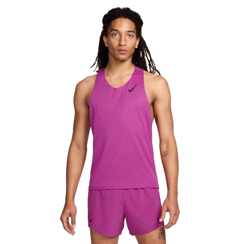Nike AeroSwift Men's Dri-FIT ADV Running Singlet (Hot Fuchsia/Black, FN4231-518) Size Medium