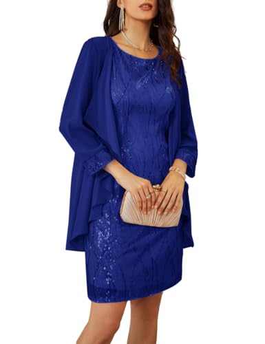 GRACE KARIN Blue Sequin Dress Jacket Dresses for Women Fashion Dressy Tank Sequins Dress Royal Blue XL