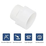 uxcell PVC Male Adapter Pipe Fitting, 10Pcs 2" 2-Way PVC Pipe Connectors with Sealant Tape (Socket x Male Pipe Thread), PVC Hose Adapter Coupling for Plumbing Water Line (White)