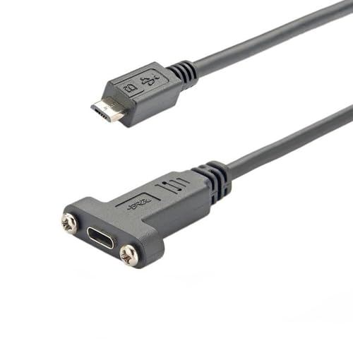 GXMRHWY Micro B to USB 3.1 Type C Female Panel Mount Screw Locking Cable 30cm