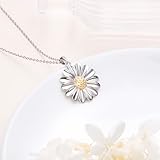 Daisy Necklace for Women Sterling Silver Flower Daisy Pendant Necklaces Birthday Graduation Gifts (Daisy Necklace)