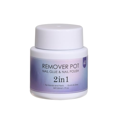 GELLAKTIK Nail Polish Remover Pot 2 Fl Oz (60ml), Acetone Free, Nourishing Formula with Sponge Soak Bottle & Sponge Lid Cap, Gentle Fast Removal for Gel & Regular Polish at Home & Salon