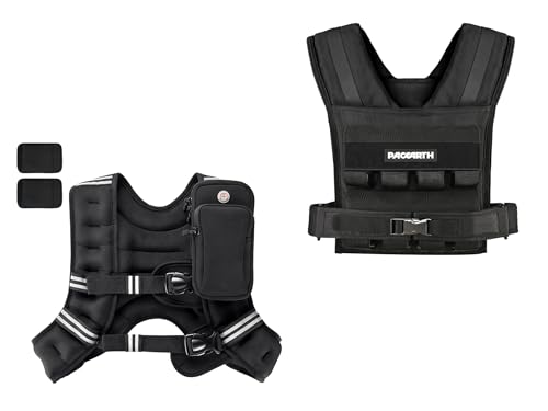 PACEARTH Pro Weight Vest Bundle: Universal Adjustable Vest 12LB + Men's Heavy Duty 44LB Vest for Progressive Strength Training