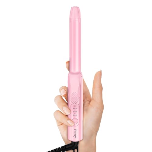 FARERY Travel Size Mini Curling Iron 3/4 Inch, Dual Voltage Travel Curling Iron for Short Hair with 3 Adjustable Temperature, Ceramic Mini Hair Curler Infused with Keratin&Argan Oil, with Storage Bag