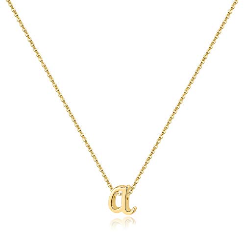 Memorjew 925 Sterling Silver Initial Necklace, Dainty Letter A Gold Gold Cursive Initial Necklace for Women, Valentines Mother’s Day Birthday Gifts Jewelry