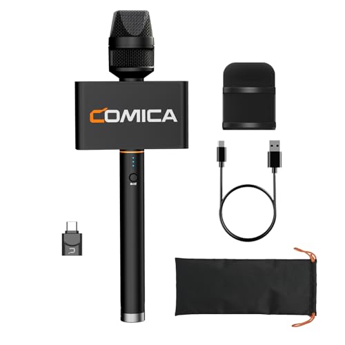 COMICA Revo S Wireless Handheld Microphone, Professional Handheld Interview Mic for iPhone16 15, Android Phones Laptops PC with USB-C Plug, Reporter Mic for Content Creators, Interviews, Reporting