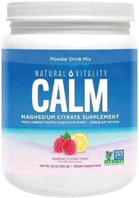 Natural-Vitality Calm Magnesiun Citrate Powder, Raspberry Lemon Flavor, 20 Ounces+ Guide Vitamins