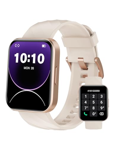 Dakofied Smart Watch (Answer/Make Calls), 1.85" Smart Watches for Men Women Digital Watch Fitness Tracker with 100+ Sport Modes Heart Rate Monitor for iOS Android Phones Waterproof Milky White