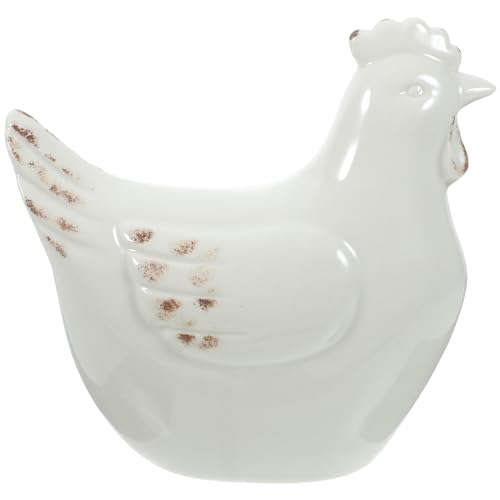 Luxshiny Ceramic Hen Figurines Tabletop Easter Chicken Statue Model Porcelain Animal Farm Sculpture Standing Rooster Figurine Farm Animal Statue Collectible