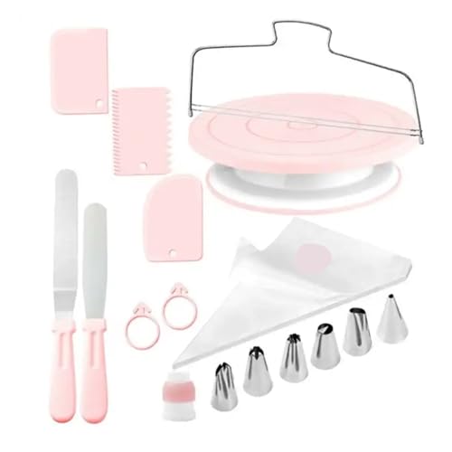 Cake Decorating Kit Cake Decorating Tip Sets 36pcs Pastry Bag Confectionery Accessories Nozzle Stainless Cream Cake Baking Tools(Pink)