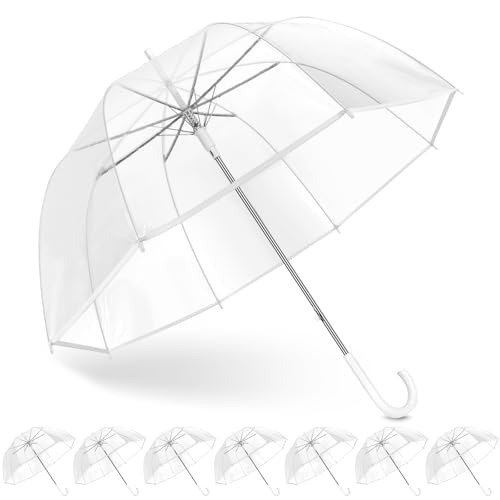 8 Pack Clear Bubble Umbrella Wedding, High-Visibility Transparent Rain Umbrellas Bulk, Windproof Large Clear Umbrella, Firm and Durable, Dome Umbrellas for Wedding Bride Groom Photography Golf Outdoor