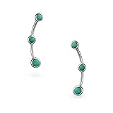 Minimalist 3 Gemstone Blue Turquoise Curved Ear Pin Warp Climbers Earrings Western Jewelry For Women Teens Ear Crawlers .925 Sterling Silver