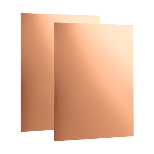 2Pcs Pure Copper Sheet 8 x 12 Inch 24 Gauge/0.5mm Metal Copper Plate Film Attached Copper Plates for Crafts, Jewelry, Repair, Electrical, Industry
