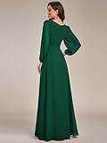 Ever-Pretty Women's Elegant Long Sleeves High Waist Chiffon Floor Length Cocktail Dresses Dark Green US12