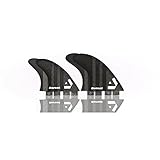 DORSAL Surfboard Fins Quad 4 Set FCS Compatible Black Medium Carbon Fiber with Honeycomb Hexcore