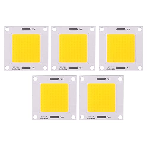 Gavigain 5Pcs COB Chips,High Power Led Chip 50W Super Bright COB Light Emitter Components Diode Bulb Lamp Beads DIY Lighting DC 12 to 14V LED COB Chip for LED Floodlight Ceiling Light (Warm White)