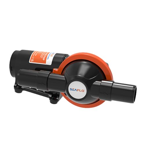 SEAFLO 12V Diaphragm 5.0 GPM Waste Pump – 360-Degree Rotating Head, 4-Year Warranty for Marine, RV, Camper, Boat