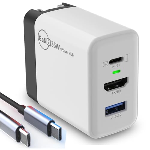 GAN 36W Power Hub,3 in 1 Switch TV Dock Station for Nintendo steam Deck Dock Station USB C Hub Charger Laptop Docking with Type C,USB 2.0 Port,4K HDMI Port Compatible for TV MAC iPhone and More…