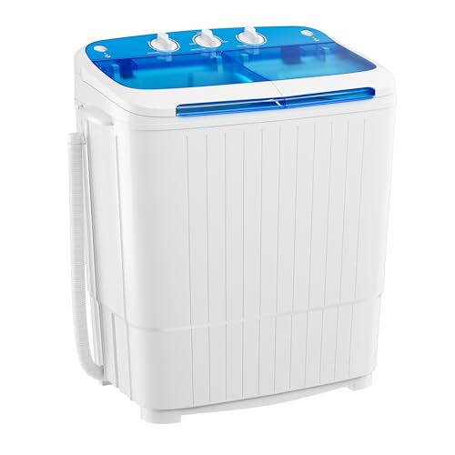 INTERGREAT Portable Waher and Dryer, 16lbs Mini Small Washing Machine Combo with Spin Dryer, Compact Twin Tub Laundry Washer Machine for Apartments, Dorm, Rv, Camping, Blue