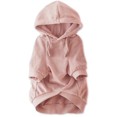 Pet Passion Organic Cotton Velour Dog Hoodie Pet Coat for Small, Medium and Large Dogs, Pink, Medium