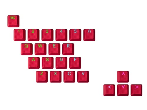 Ranked Rubber Keycap Set | Double Shot Translucent | OEM Profile for Mechanical Gaming Keyboard (Red, 23 Keys)