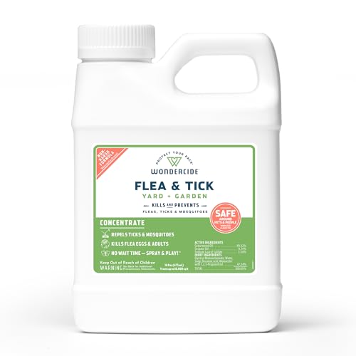 Wondercide - Flea and Tick Spray Concentrate for Yard and Garden with Natural Essential Oils – Kill, Control, Prevent, Fleas, Ticks, Mosquitoes and Insects - Safe Around Pets, Plants, Kids - 16 oz